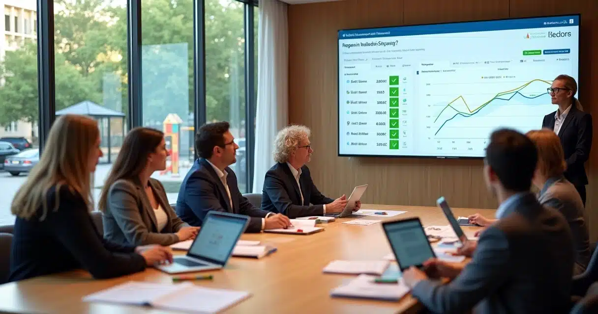 Síndico apresenta painel financeiro digital em reunião de condôminos